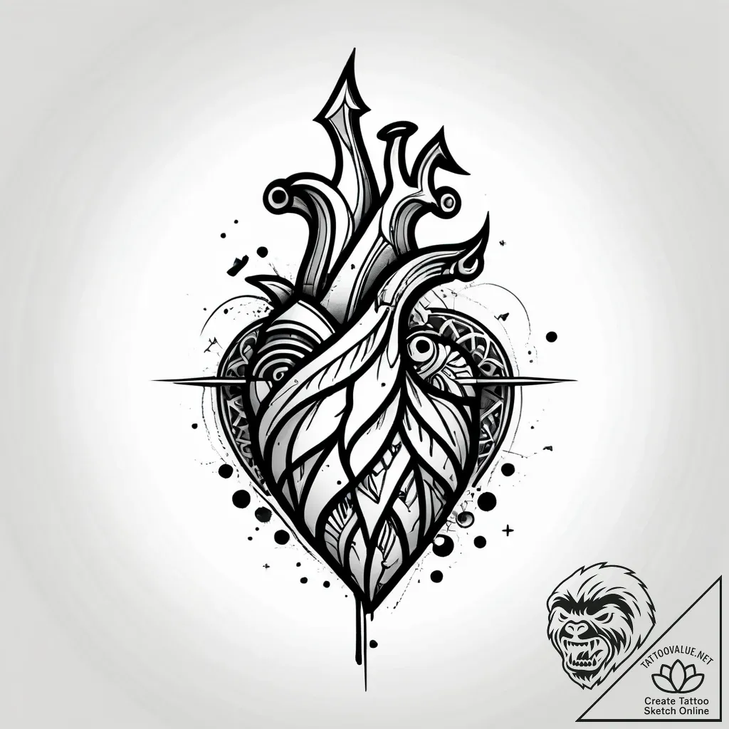 Tattoo sketch a deconstructed heart, showing... - style Jagger Old - tattoo sketch (24.11.2025 14:31)