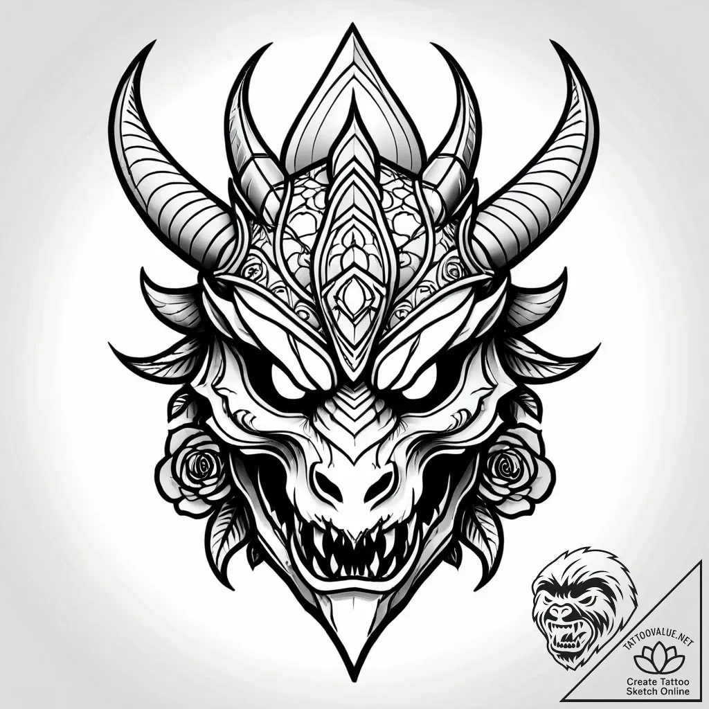 Tattoo sketch, mulan’s warrior helmet with dr... - style Jagger Old - tattoo sketch (24.11.2025 14:43)