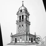 A classic bell tower against a sky, architect… – style Jaeger Simple – tattoo sketch (24.11.2025 14:49)