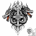 A powerful blackwork tattoo of the zmei goryn… – style Jaeger Mini – tattoo sketch (24.11.2025 14:52)