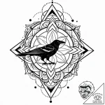 Raven banner beneath frozen sky, ink illustra… – style Jaeger Mini – tattoo sketch (24.11.2025 15:15)
