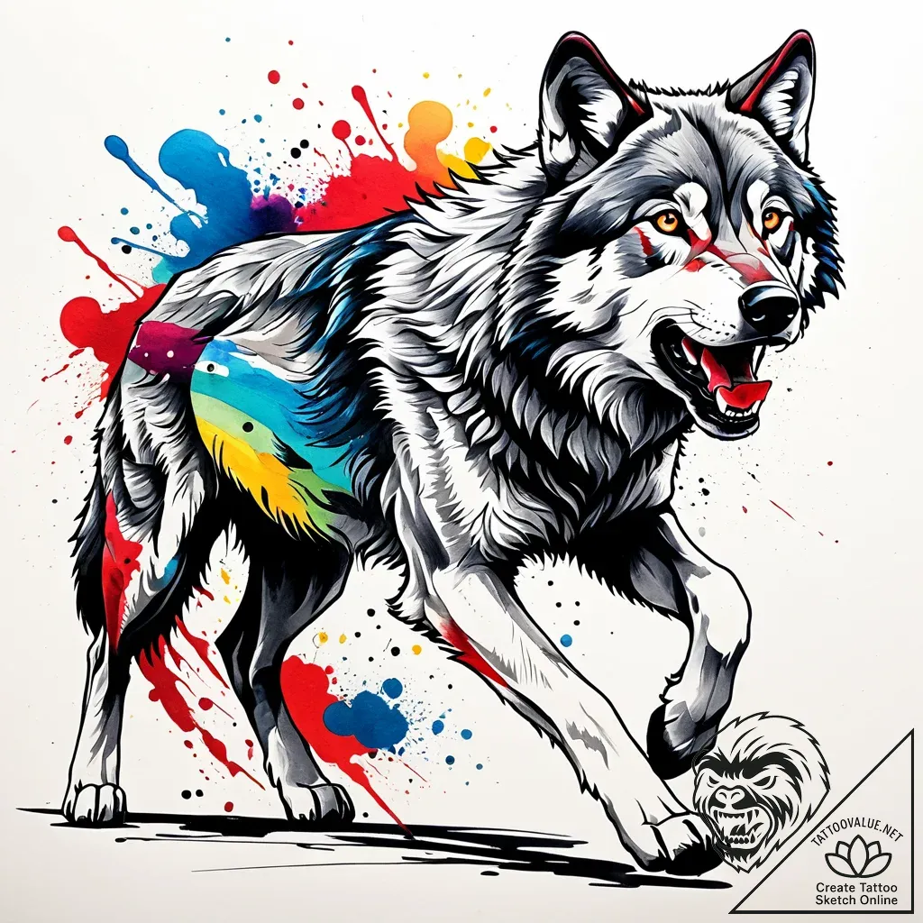 Tattoo sketch a wolf pack in full stride, for... - style Jaeger Simple - tattoo sketch (24.11.2025 15:48)