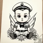босс-молокосос (the boss baby, 2017), concept… – style Jaeger Simple – tattoo sketch (24.11.2025 16:01)