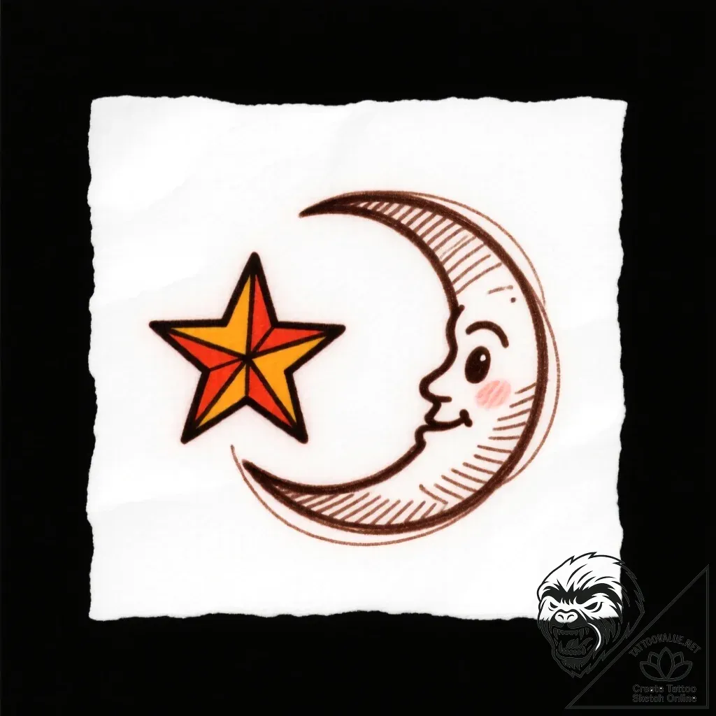 Tattoo design a single, tiny star or moon sym... - style Flux Inscriptions - tattoo sketch (24.11.2025 16:10)