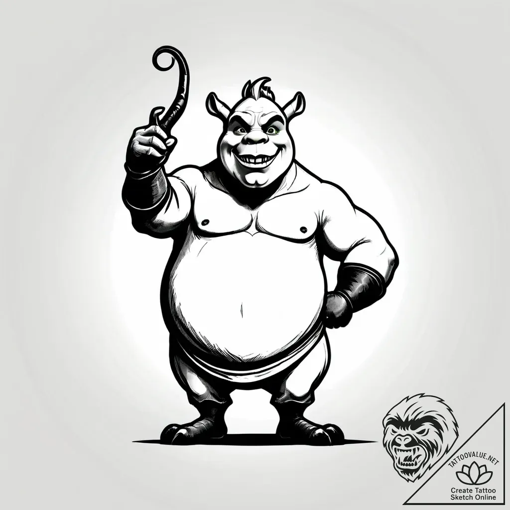 Eskiz.to, tattoo sketch, shrek silhouette wit... - style Jagger Old - tattoo sketch (24.11.2025 16:43)