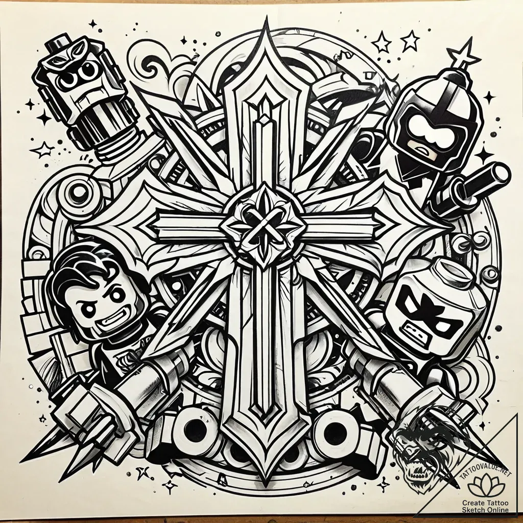 лего. фильм (the lego movie, 2014), tattoo fl... - style Jaeger Simple - tattoo sketch (24.11.2025 17:00)
