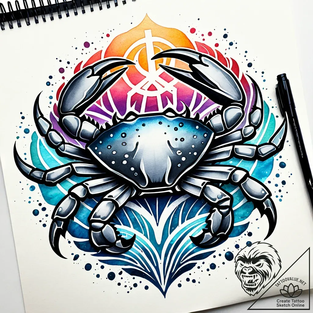 Tattoo design a cancer crab, its shell as a b... - style Jaeger Simple - tattoo sketch (24.11.2025 17:25)