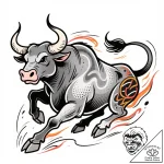 Tattoo design a taurus bull, depicted in a fl… – style Flux Inscriptions – tattoo sketch (24.11.2025 17:34)