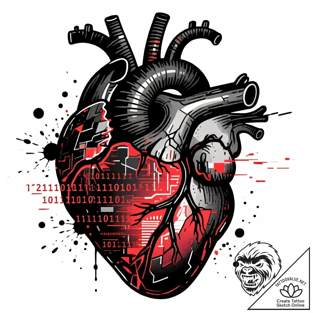 Tattoo design a digital representation of a b... - style Flux Inscriptions - tattoo sketch (24.11.2025 17:43)