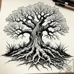 Tat tattoo sketch, sprawling oak roots breaki… – style Jaeger Simple – tattoo sketch (24.11.2025 17:45)