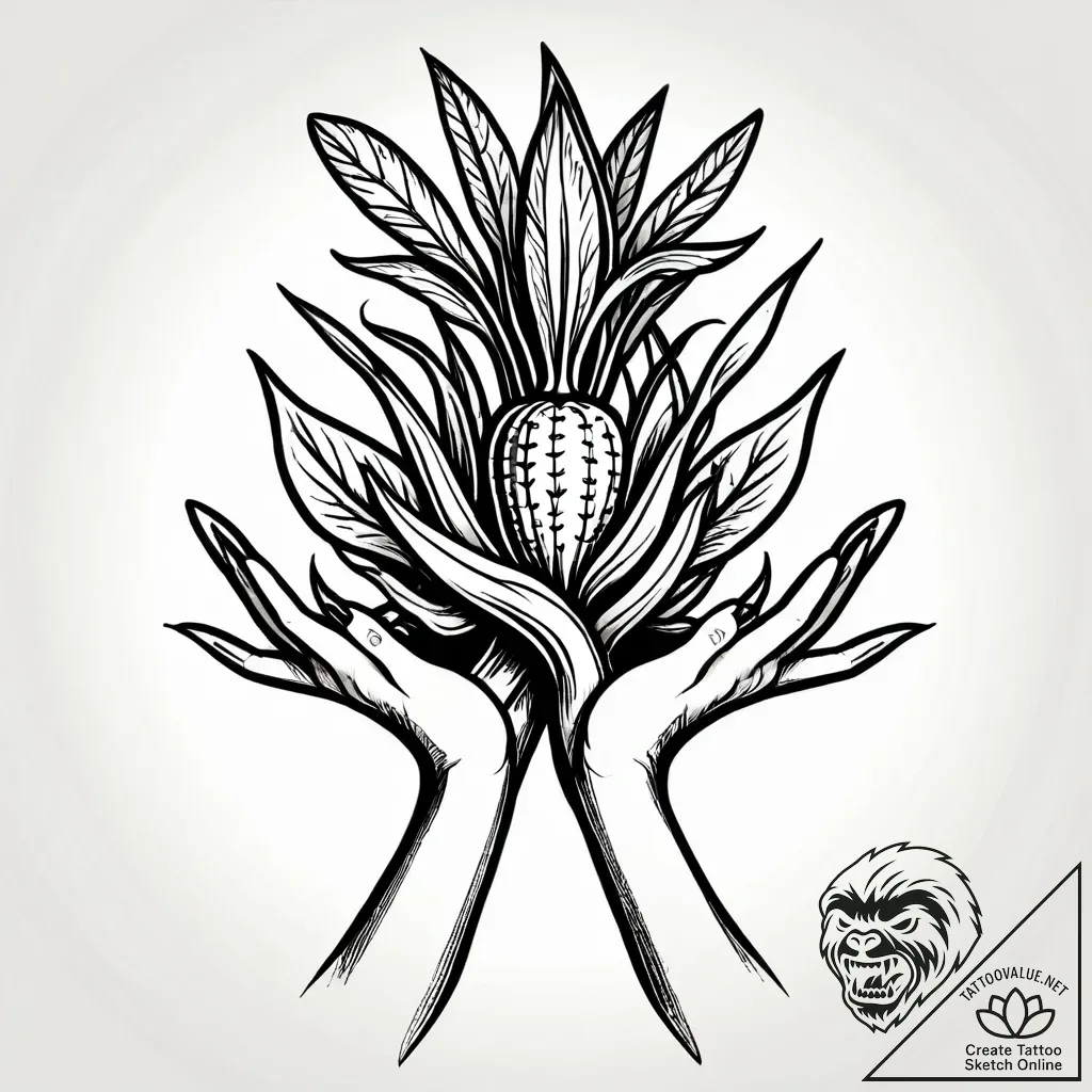 A close-up on the weathered hands of a garden... - style Jagger Old - tattoo sketch (24.11.2025 17:51)