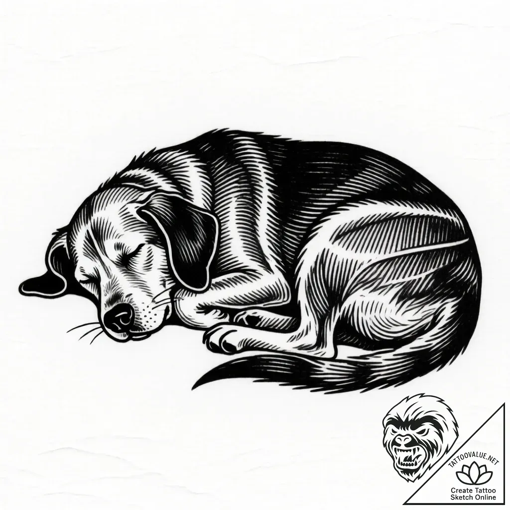 Tattoo design a loyal companion animal (dog,... - style Flux Inscriptions - tattoo sketch (24.11.2025 17:55)