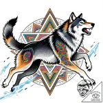 Dire wolf skeleton, frozen in a silent, preda… – style Flux Inscriptions – tattoo sketch (24.11.2025 18:07)