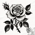 Tat tattoo sketch, wild rose bush with sharp… – style Flux Inscriptions – tattoo sketch (24.11.2025 18:19)
