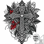 Tattoo sketch, dense jungle vines and leaves… – style Jaeger Mini – tattoo sketch (24.11.2025 18:24)