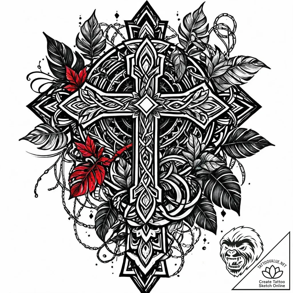 Tattoo sketch, dense jungle vines and leaves... - style Jaeger Mini - tattoo sketch (24.11.2025 18:24)