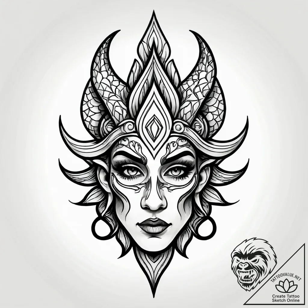 Tattoo sketch a gorgon's head, symbolizing fa... - style Jagger Old - tattoo sketch (24.11.2025 18:27)