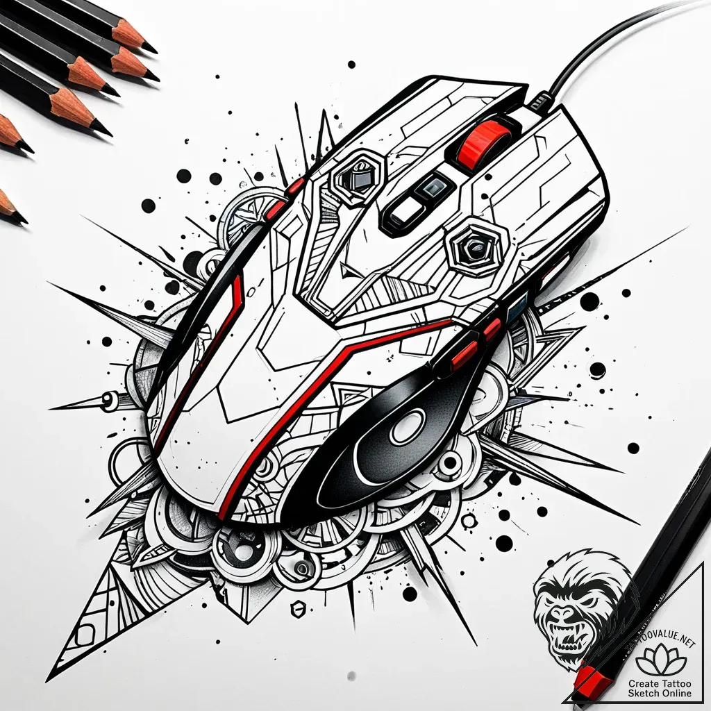 Tattoo sketch a gaming mouse with intricate f... - style Jaeger Simple - tattoo sketch (24.11.2025 18:33)