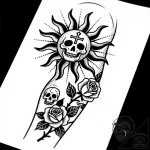 Tattoo sketch: a kolovrat integrated into a s… – style Flux Inscriptions – tattoo sketch (24.11.2025 18:43)