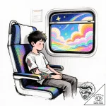Tattoo sketch, boy sleeping on train seat, pe… – style Flux Inscriptions – tattoo sketch (24.11.2025 18:55)
