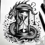 A detailed broken hourglass, time stopped,, t… – style Jaeger Simple – tattoo sketch (24.11.2025 18:57)
