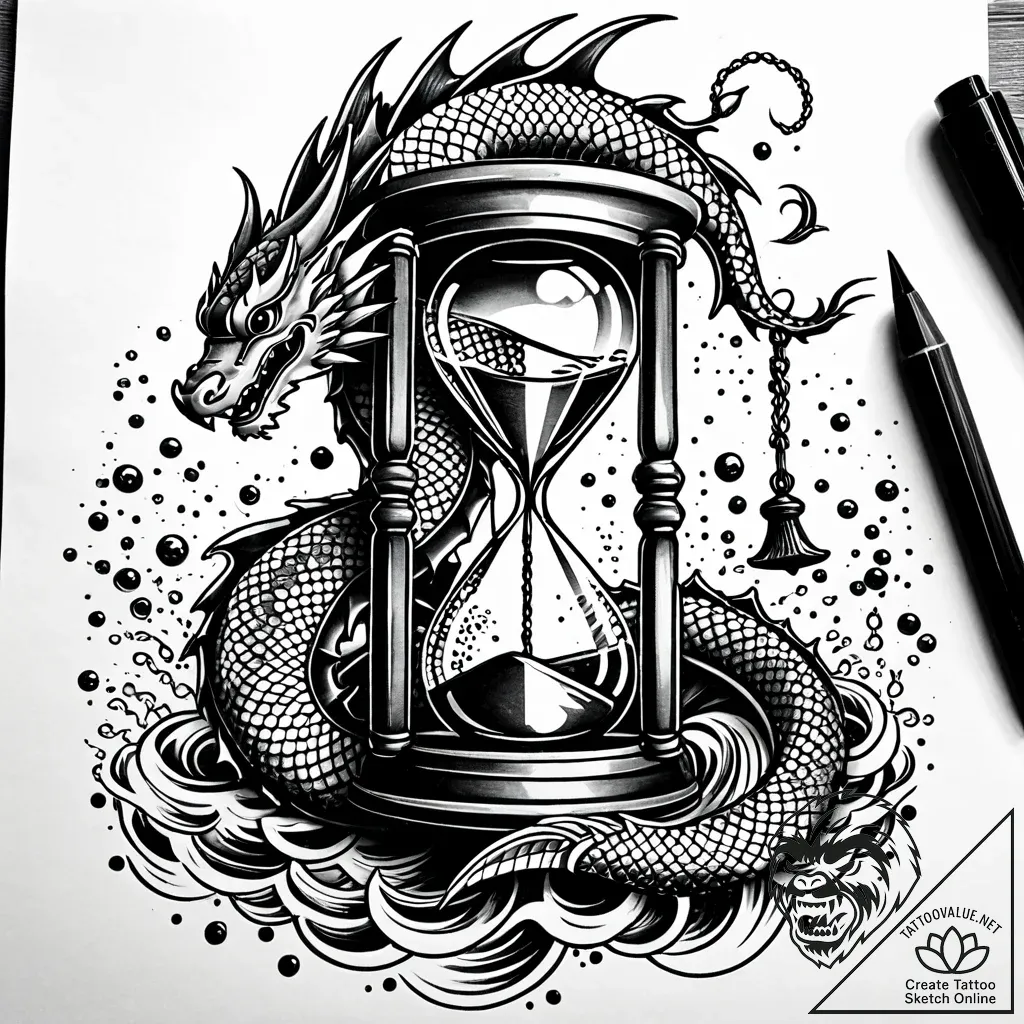 A detailed broken hourglass, time stopped,, t... - style Jaeger Simple - tattoo sketch (24.11.2025 18:57)
