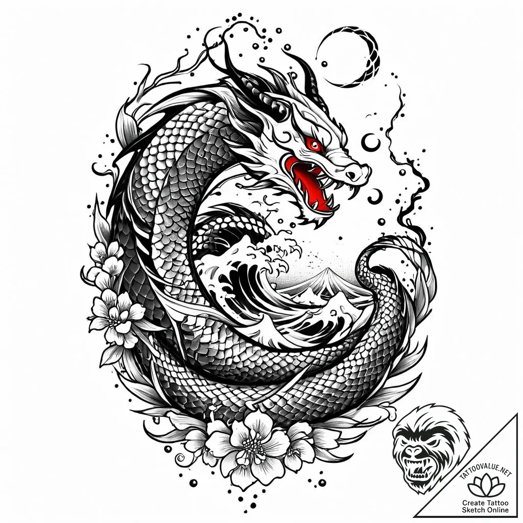 Hallowed serpent through spectral rift, tatto... - style Jaeger Mini - tattoo sketch (24.11.2025 19:12)
