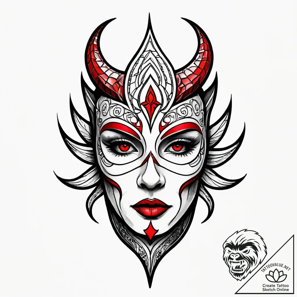 Oracle mask cracked with light, concept art f... - style Jagger Old - tattoo sketch (24.11.2025 19:15)