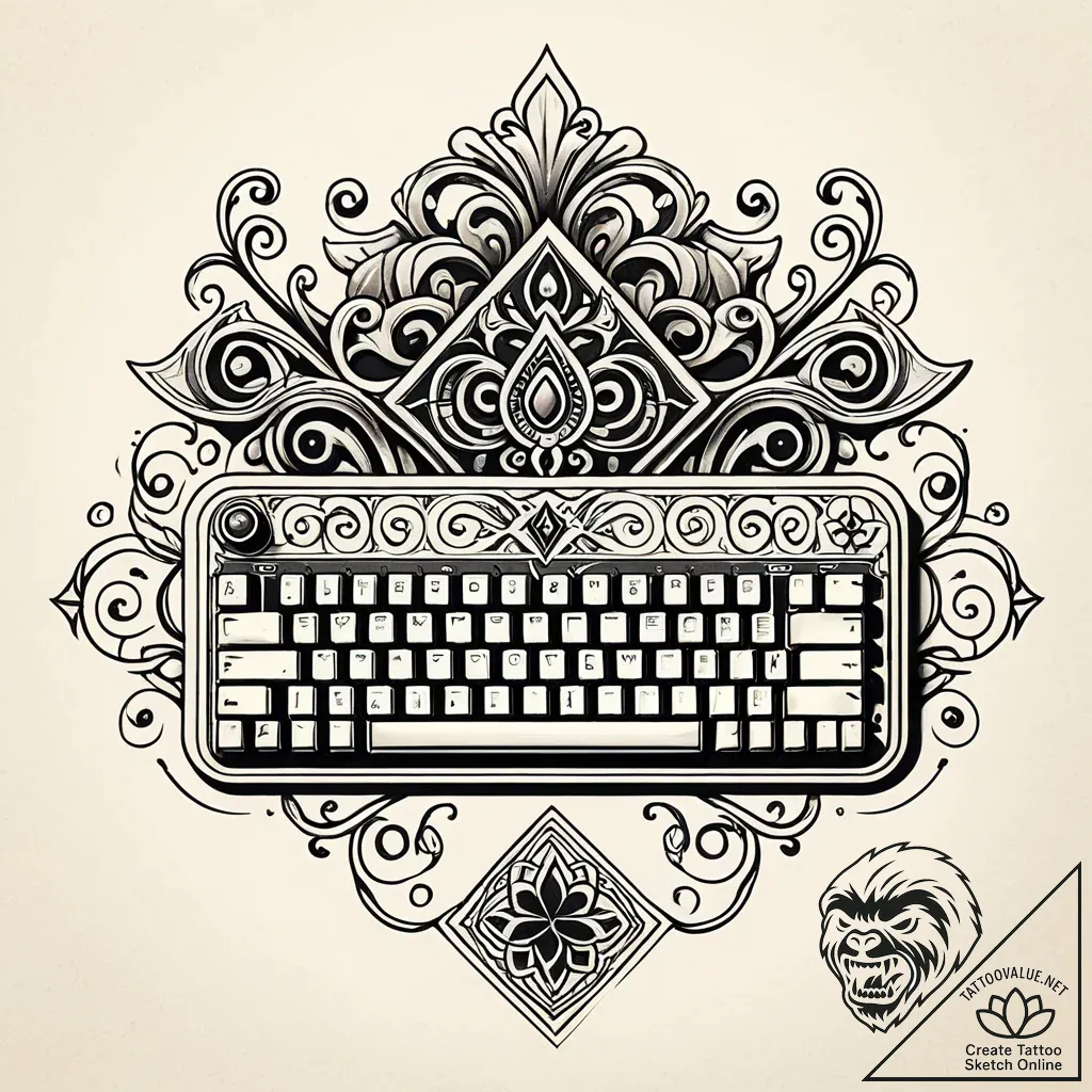 Tattoo design a stylized mechanical keyboard... - style Jaeger Simple - tattoo sketch (24.11.2025 19:21)