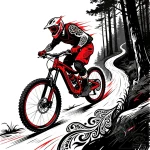 A shot of a mountain biker navigating a narro… – style Flux Inscriptions – tattoo sketch (24.11.2025 19:31)
