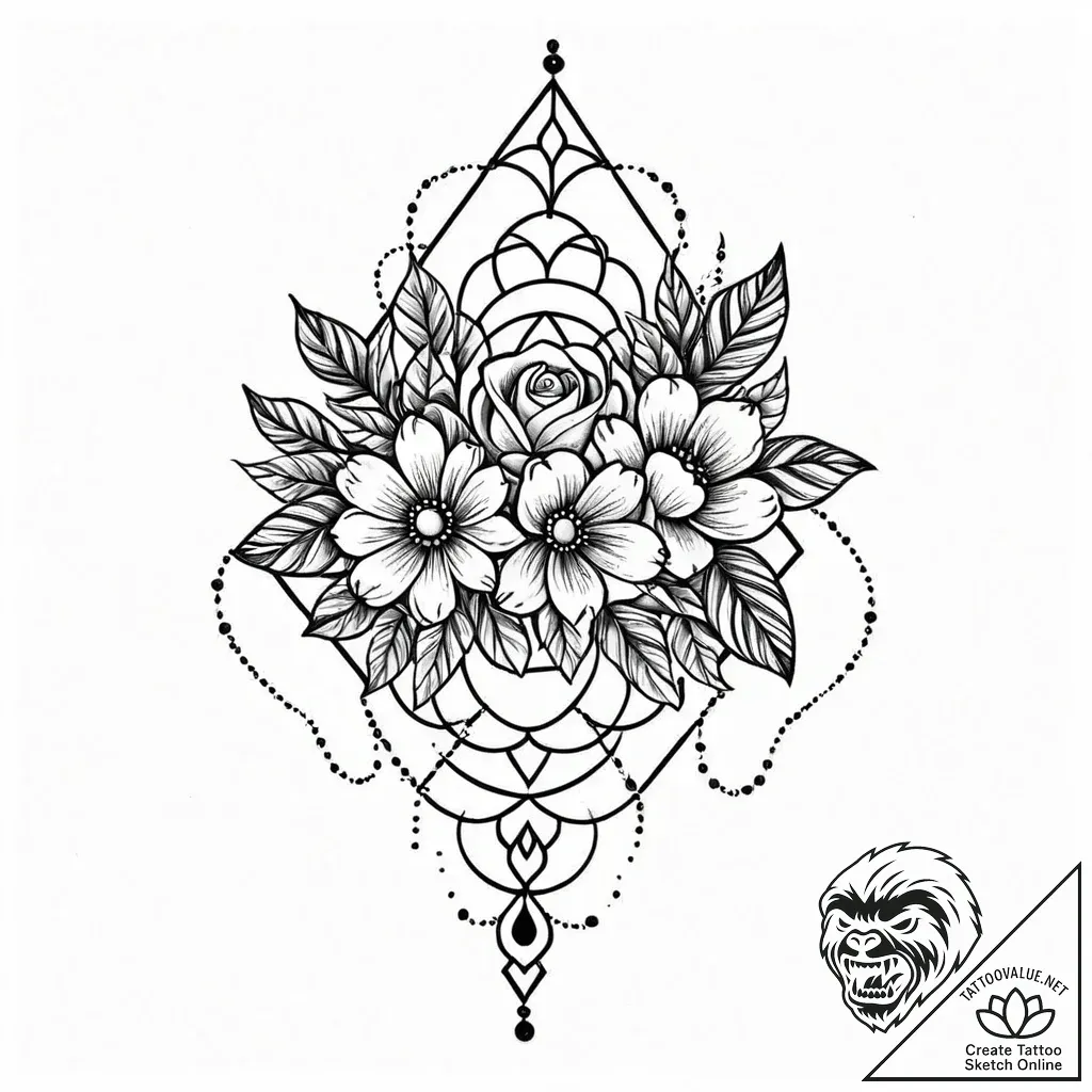 Tattoo design a floral arrangement forming th... - style Jaeger Mini - tattoo sketch (24.11.2025 19:37)