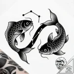 Tattoo design a pair of pisces fish, swimming… – style Flux Inscriptions – tattoo sketch (24.11.2025 20:17)