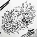 A child’s messy playroom, with toys scattered… – style Jaeger Simple – tattoo sketch (24.11.2025 20:37)