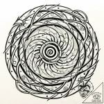 Trap runes spiraling through void, tattoo dra… – style Jaeger Mini – tattoo sketch (24.11.2025 22:17)