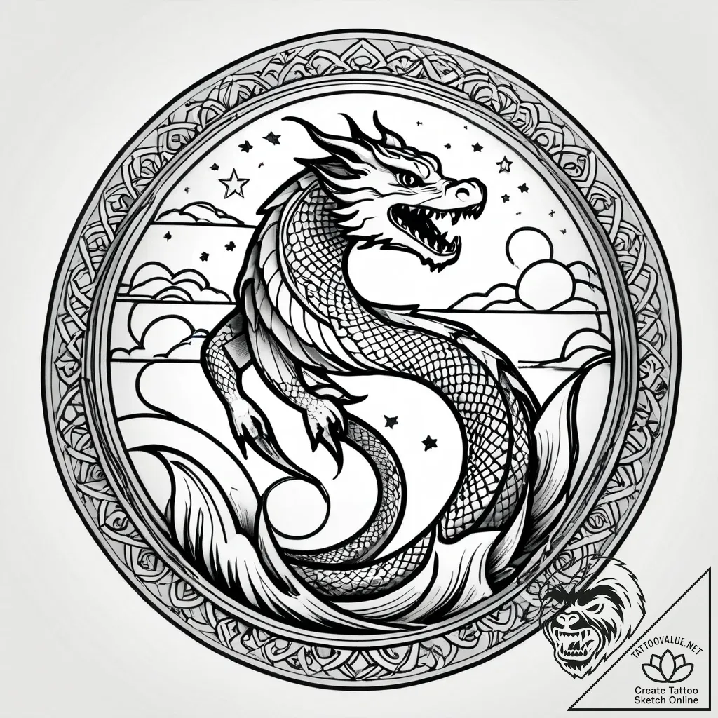 Glyph-etched relic beneath celestial bloom, t... - style Jagger Old - tattoo sketch (24.11.2025 22:37)