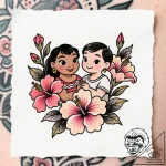 Tattoo sketch, lilo and stitch surrounded by… – style Flux Inscriptions – tattoo sketch (24.11.2025 22:57)
