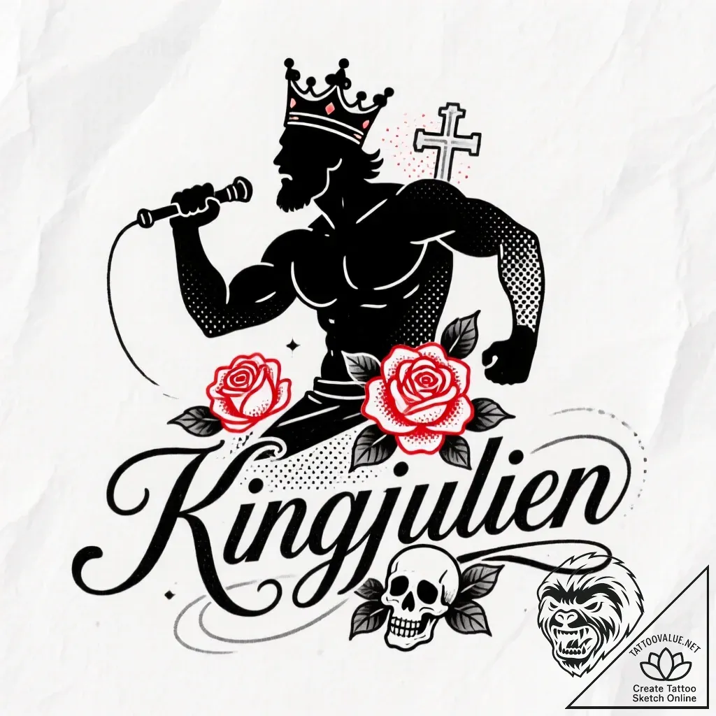 Eskiz.to, tattoo sketch, king julien silhouet... - style Flux Inscriptions - tattoo sketch (25.11.2025 05:37)