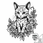 Tattoo sketch, cat with curled tail, playful… – style Jaeger Mini – tattoo sketch (25.11.2025 07:36)