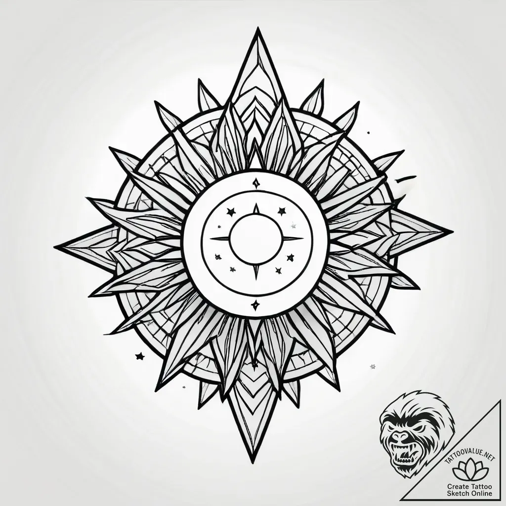 Tattoo sketch a minimalist sun and moon, half... - style Jagger Old - tattoo sketch (25.11.2025 07:57)