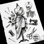 Tat tattoo sketch, fashion designer’s dress f… – style Flux Inscriptions – tattoo sketch (25.11.2025 08:17)