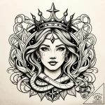 Jewel serpent crowned with starlight, tattoo… – style Jaeger Simple – tattoo sketch (25.11.2025 08:36)