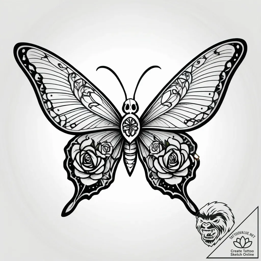 бабочка, tattoo drawing outline, chicano tatt... - style Jagger Old - tattoo sketch (25.11.2025 10:37)