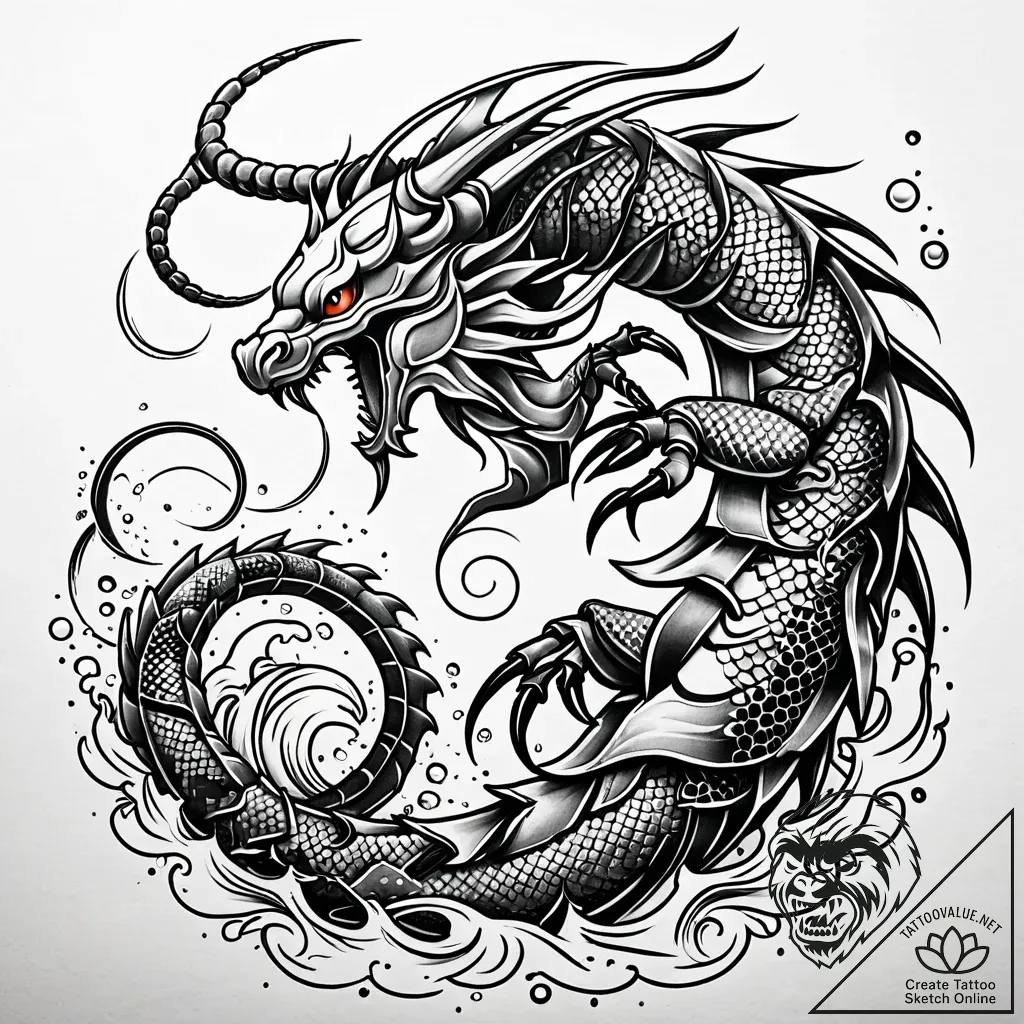 Tattoo design a scorpio scorpion, with pluto'... - style Jaeger Simple - tattoo sketch (25.11.2025 11:16)