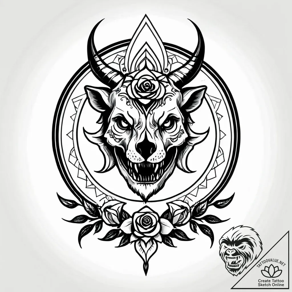 Tattoo design a zodiac animal in a dynamic po... - style Jagger Old - tattoo sketch (25.11.2025 13:17)