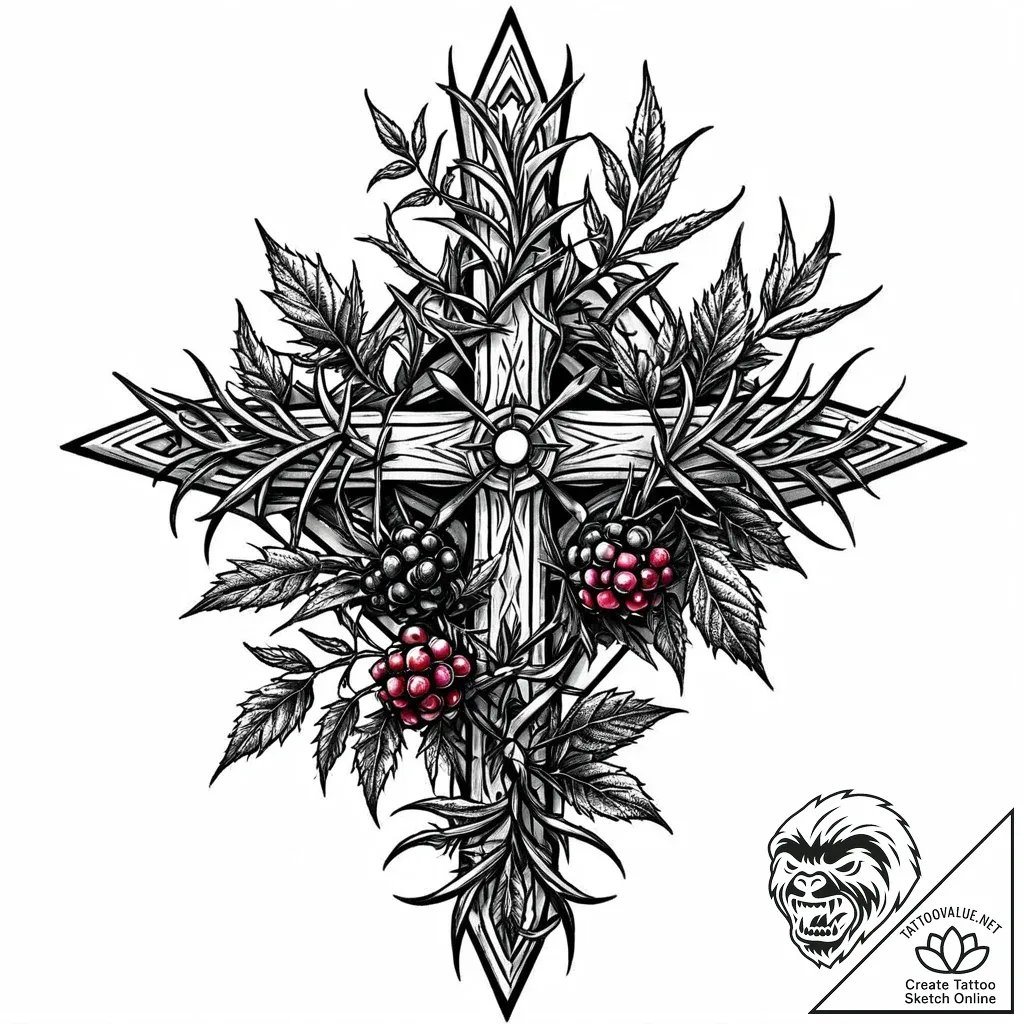 Tattoo design a thorny bush or bramble, symbo... - style Jaeger Mini - tattoo sketch (25.11.2025 14:16)