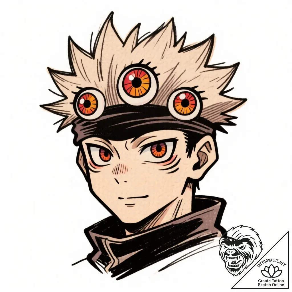 Gojo satoru's eyes from jujutsu kaisen, tatto... - style Flux Inscriptions - tattoo sketch (25.11.2025 16:17)