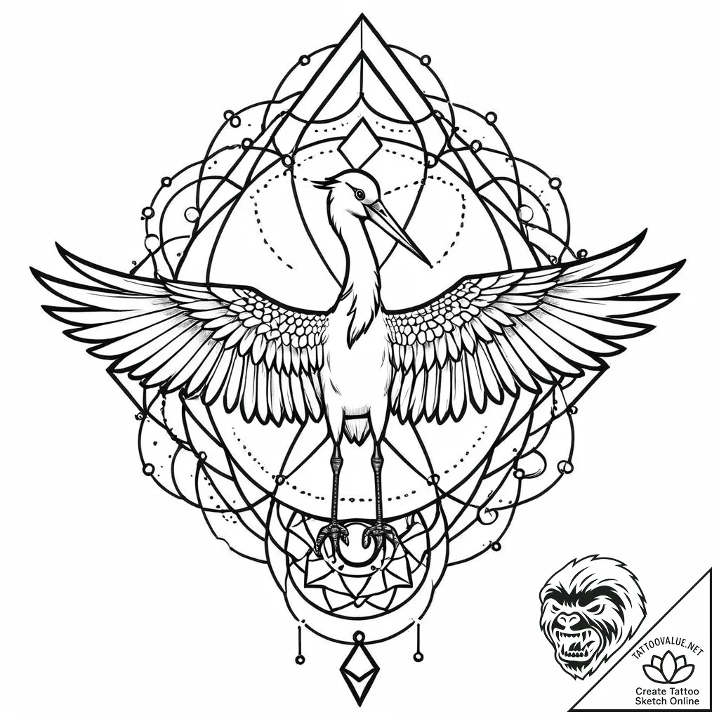 аист, tattoo flash sheet design, clean lines,... - style Jaeger Mini - tattoo sketch (25.11.2025 18:17)