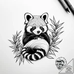 Red panda curled around a sprig of bamboo, ta… – style Jaeger Simple – tattoo sketch (25.11.2025 20:37)