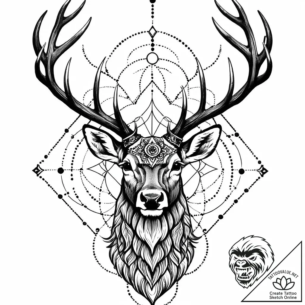 Tattoo design a majestic stag, antlers strong... - style Jaeger Mini - tattoo sketch (25.11.2025 20:56)