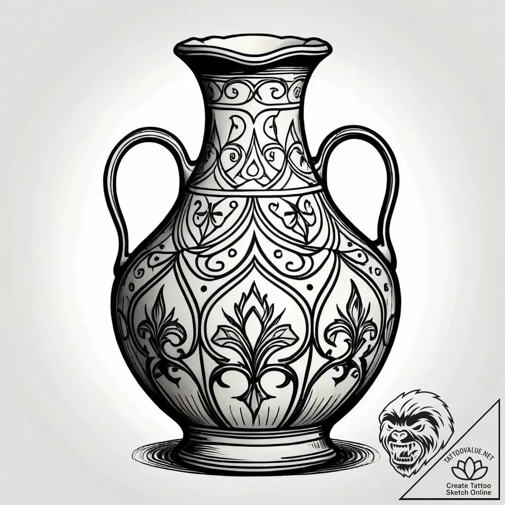 A person throwing a pottery vase on a wheel.,... - style Jagger Old - tattoo sketch (25.11.2025 21:17)